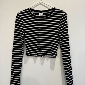 Black and White Striped Long Sleeve Top